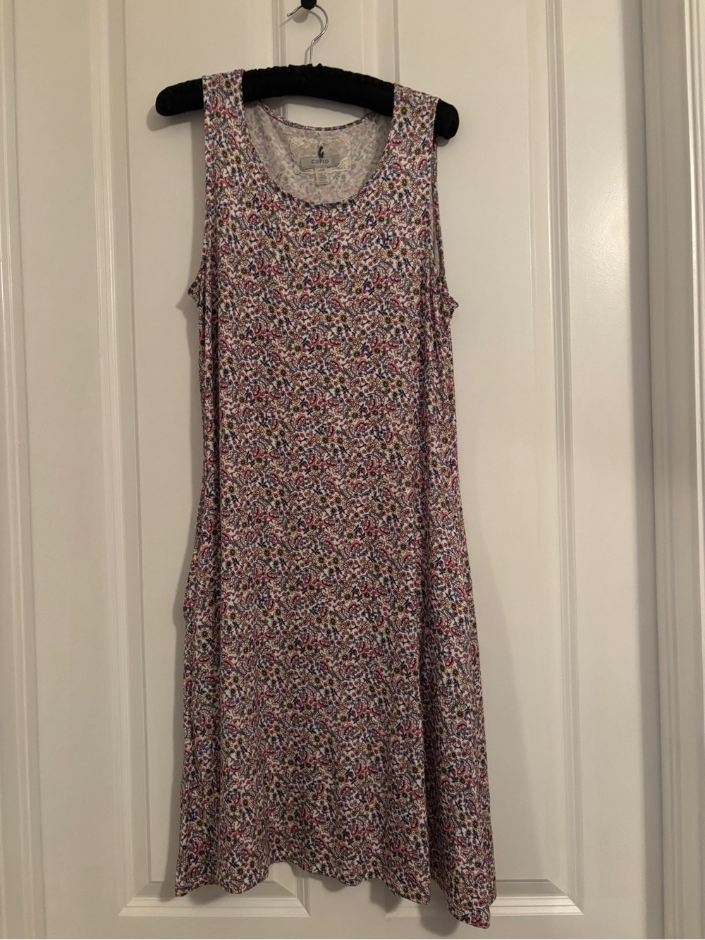 Cupio - Women’s Multicolor Floral Midi Tank Dress Sz L. Pockets. Viscose/Spandex